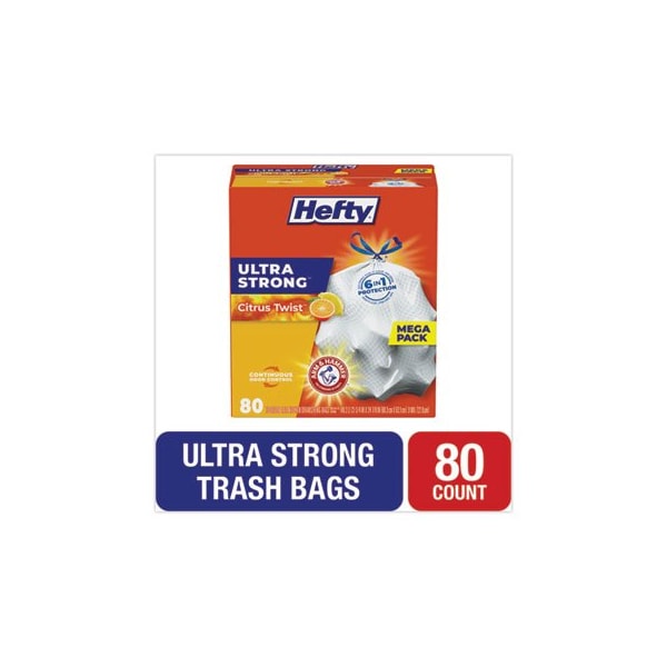 Reynolds Ultra Strong Scented Tall White Kitchen Bags, 13 Gal, 0.9 Mil, 23.75in X 24.88in, White, 80PK E88354 - main